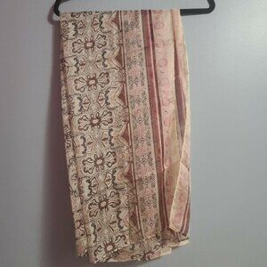 Large Scarf/ Wrap Tan & Pink Floral 48 x 28”